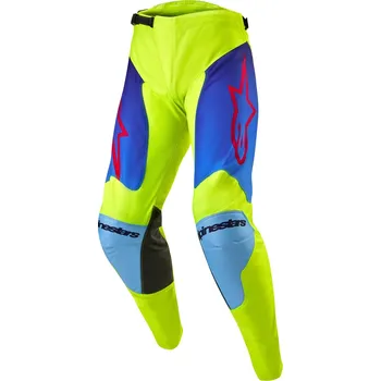 Moto kalhoty Motokrosové kalhoty Alpinestars Racer Hoen 2024 fluo žluto-modro-červené