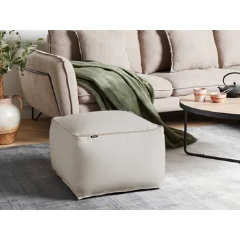 Taburet Sametový taburet světle béžový 50 x 50 x 30 cm moderní čtvercový do obývacího pokoje ložnice Beliani