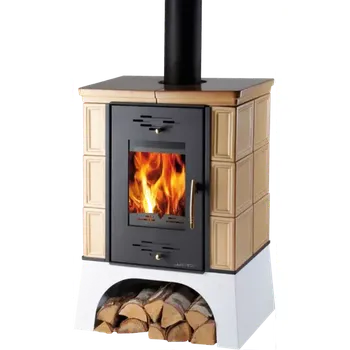 Krbová kamna HAAS+SOHN Kachlová kamna EBOLI, černá / kachle tabák (DO VYPRODÁNÍ SKLADOVÝCH ZÁSOB)