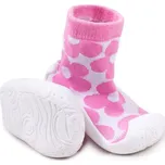 YO Ponožky s gumovou podrážkou - ponožkoboty dívčí - bílo-růžové, velikost: 21
