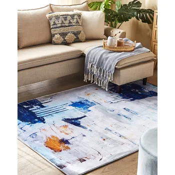 Koberec Koberec vícebarevný polyester 140 x 200 cm s krátkým vlasem abstraktní vzor barevný moderní styl obývací pokoj ložnice Beliani