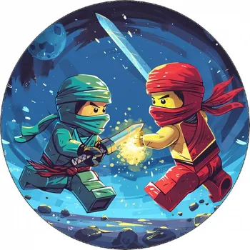 Přisada na vaření a pečení Jedlý papír Ninjago ve vesmíru modré pozadí 19,5 cm