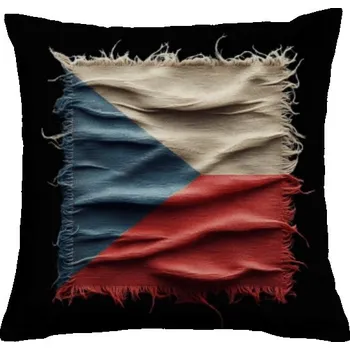 Vlajka Polštář bavlněný s potiskem Česká vlajka pytlovina