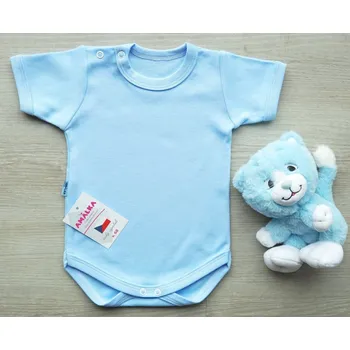 Kojenecký body AMÁLKA Bavlněné body krátký rukáv, modré Velikost: 56