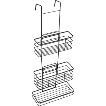 Drátěná police Erga Rafek, trojitá koupelnová polička do sprchy na zavěšení 30x12,5x71 cm, černá matná, ERG-YKA-CH.RAFEK-BLK
