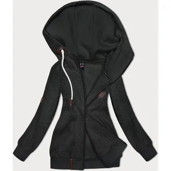 Dámská mikina Rozepínací mikina v grafitové barvě s kapucí a se vzorem drobných srdíček (2316) odstíny šedé 46