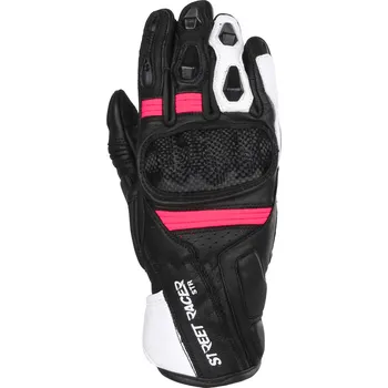 Moto rukavice Dámské rukavice na motorku Street Racer STR černo-bílo-růžové M