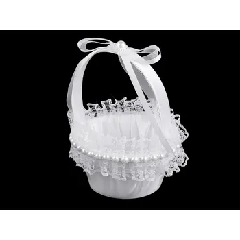 Svatební dekorace Svatební saténový košíček pro družičky mini - bílá