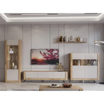 Komoda Nábytek do obývacího pokoje KASAI zlatý dub Harbor/kašmír