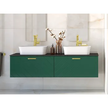 Koupelnový nábytek Besco Floo Spodní skříňka 60 cm, madla - zlatá, pravá varianta, zelená matná, NASUF654ZZP