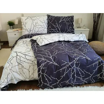 Povlečení Bavlněné povlečení VĚTVIČKY DUO ŠEDÉ 70x90 / 140x220