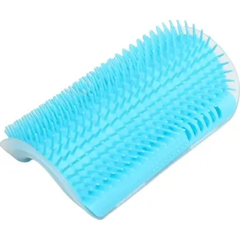Kosmetika pro psa Rohový kartáč na zvířecí srst s připevněním na stěnu Barva: světle modrá