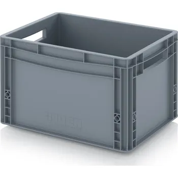 Euro přepravky uzavřené 40 x 30 x 27 cm, držadla otevřená - Stříbrošedá - materiál: PP - EG 43/27 VB