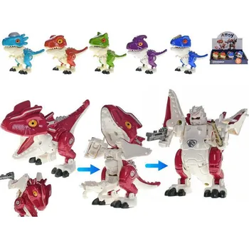 Hračka pro nejmenší Dinosaurus/robot 8 cm kov se zbraní