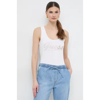Bavlněný top Guess LOGO W4GP16.K1814 bílá 00X, vel. XS