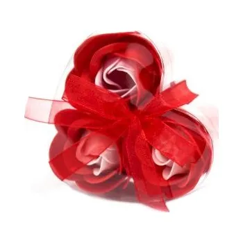 umělá květina Mýdlové červené růže v srdíčku - dárková sada