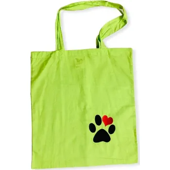 Nákupní taška Nákupní taška výšivka tlapička svítivě zelená