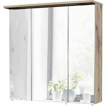 Koupelnový nábytek Zrcadlová skříňka s osvětlením Möbelpartner Profil16 70 x 16 x 72 cm dub přírodní