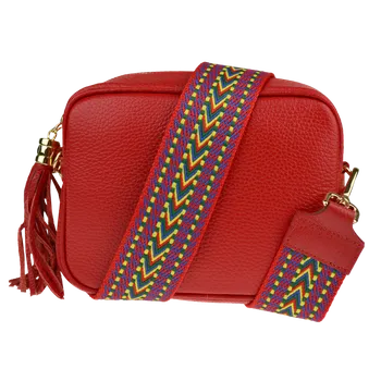 NovaKabelka.cz Kožená italská crossbody kabelka Bala Rossa Corallo s přídavným popruhem II