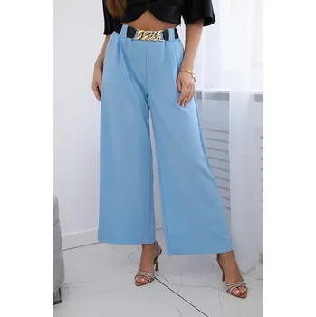 Dámské kalhoty Viskózové kalhoty s širokými nohavicemi modrý UNI