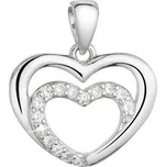 Stříbrný přívěsek dvě srdíčka se zirkony bílé 14021.1