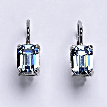Náušnice Stříbrné náušnice Swarovski akvamarine - NK1446 (Stříbrné náušnice s krystalem 8x6 mm)