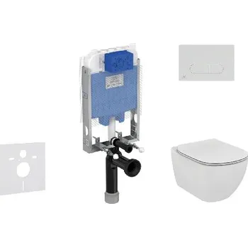 Klozet Ideal Standard ProSys - Set předstěnové instalace, klozetu a sedátka Tesi, tlačítka Oleas M1, Rimless, SoftClose, chrom mat ProSys80M SP83