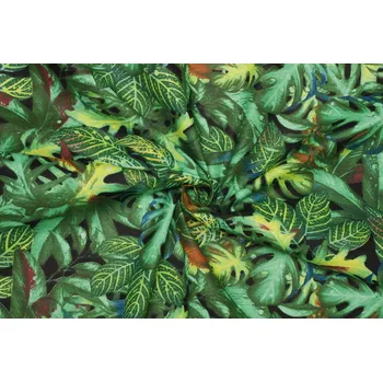 Bavlněné plátno - Květinový vzor / monstera