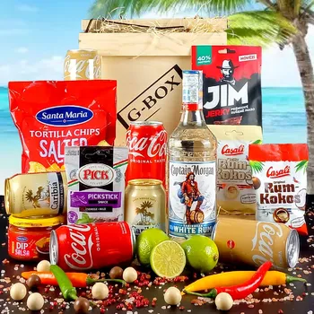 Dárkový potravinový koš Bedna Captain Morgan White