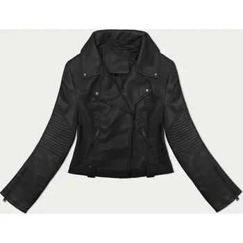 Černá bunda ramoneska s asymetrickým zipem J Style (11Z8130) odstíny černé S (36)