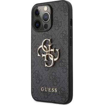Pouzdro na mobilní telefon Guess PU 4G Metal Logo Zadní Kryt pro iPhone 13 Pro Grey Guess prémiový ochranný kryt telefonu s motivem Guess, který nejen že váš telefon perfektně ochrání, ale také svým povedeným designem a použit
