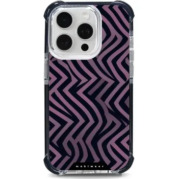 Pouzdro na mobilní telefon Odolný obal Mobiwear MagSafe Elite Bumper - Apple iPhone 15 Pro - DA55D Fialové klikyháky (Odolný kryt, pouzdro, obal Mobiwear Elite Bumper na mobil Apple iPhone 15 Pro - DA55D Fialové klikyháky, materiál Plast + TPU silikon + kov - zesílená ochrana)