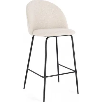 Barová židle BIZZOTTO Barová židle CARRY bílá bouclé černý kov 0734370