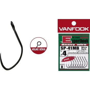 Rybářský háček Jednoháček VANFOOK SP-41MB - Velikost 4, 8 ks