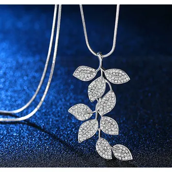 Náhrdelník B-TOP Dámský dlouhý náhrdelník LIST - stříbrná