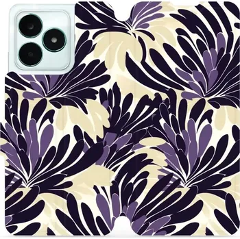 Pouzdro na mobilní telefon Flipové pouzdro Mobiwear - Realme C51 - VA47S Fialová flóra (Knížkové flip pouzdro, obal, kryt na mobil Realme C51 - VA47S Fialová flóra, materiál Umělá kůže + TPU - ochrana 360°, stojánek, silikonová vanička, magnetické zavírání)