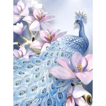 Diamantové malování Diamantové malování - Páv modro-růžový