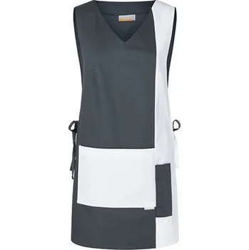 Kuchyňská zástěra Karlowsky Dámský pracovní plášť Marilies s dvěmi předními kapsami Barva: šedá - bílá (ca. Pantone 7540C), Velikost: II (42/44) KY065