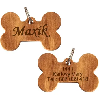 psí známka Dřevěná psí známka Kost