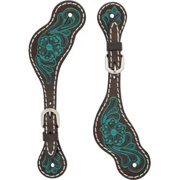 Ostruha Dámské ostruhové řemínky WEAVER Turquoise Cross Carved Turquoise Flower