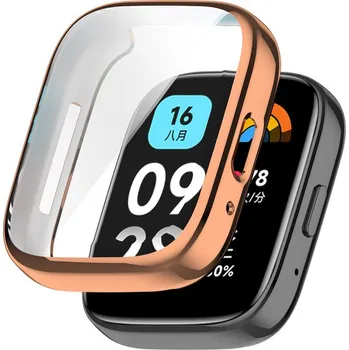 MůjMiBand.cz Ochranné pouzdro s tvrzeným sklem pro Xiaomi Redmi Watch 3 Active Barva: růžová zlatá (rose gold)