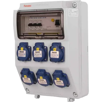 Rozvaděč Zásuvková skříň IP54 6x230V/16A s jištěním 3xPL6-B16/1 a proudovým chráničem PF6-40/4/003-A 330x215x155mm Famatel ZSF60000000.1 /3958