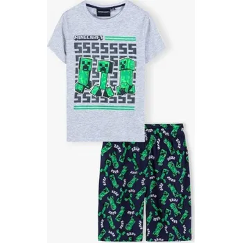 Letní komplet souprava Minecraft tričko a kraťasy > varianta 146 b šedo - tm. modré ¨ Velikost: 152