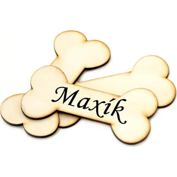 Jmenovka na stůl Dřevěná psí jmenovka Kost