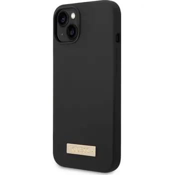 Pouzdro na mobilní telefon Guess Silicone Metal Logo MagSafe Zadní Kryt pro iPhone 14 Plus Black Guess prémiový ochranný kryt telefonu s motivem Guess, který nejen že váš telefon perfektně ochrání, ale také svým povedeným desi
