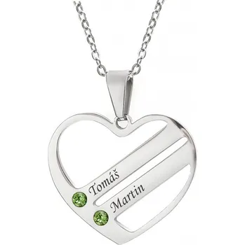 Přívěsek Cinanka Přívěsek s řetízkem srdce Deluxe se Swarovski krystaly zelený