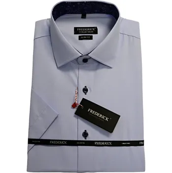 Pánská košile Pánská košile s krátkým rukávem - střih SLIM - vzor F269 - světlé modrá barva. - 41