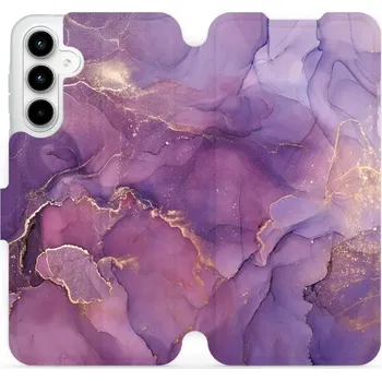 Pouzdro na mobilní telefon Flipové pouzdro Mobiwear - Samsung Galaxy A35 5G - VP20S Fialový mramor (Knížkové flip pouzdro, obal, kryt na mobil Samsung Galaxy A35 5G - VP20S Fialový mramor, materiál Umělá kůže + TPU - ochrana 360°, stojánek, silikonová vanička, magnetické zavírání)