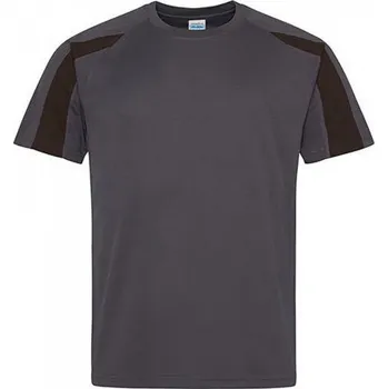 Pánské tričko Sportovní tričko Just Cool s kontrastním pruhem na rukávu Barva: šedá uhlová - černá, Velikost: XL JC003