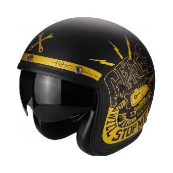 Helma na motorku Moto přilba SCORPION BELFAST FENDER černo/zlatá matná M